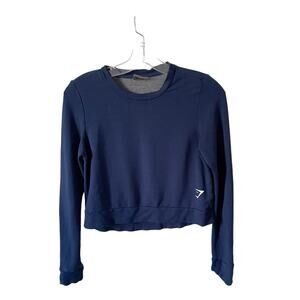 Gymshark Crop Sweatshirt Navy Blue Size XS